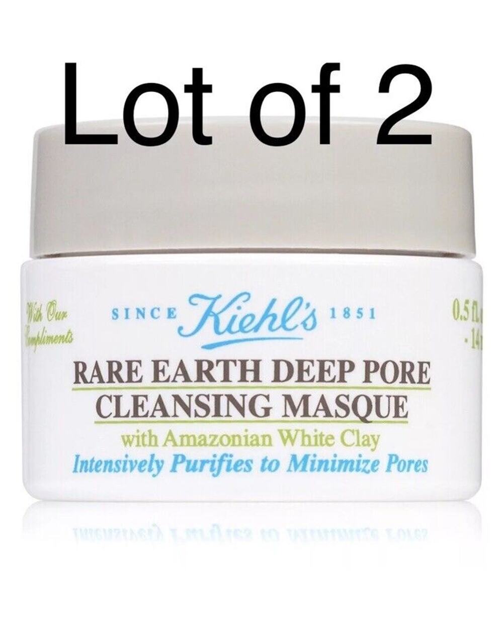 2 X KIEHL'S Rare Earth Deep Pore Cleansing Masque 0.5 Oz Each NEW Mask